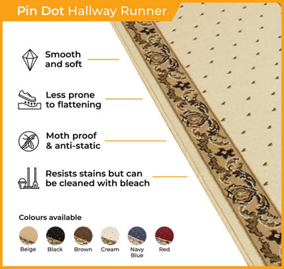 runrug Carpet Runner - Long Hallway Runner - 180cm x 70cm - Pin, Red