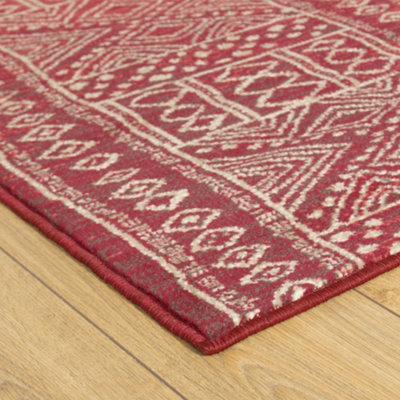 runrug Carpet Runner - Long Hallway Runner - 240cm x 70cm - Afrikans, Red