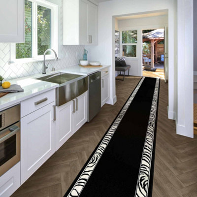 runrug Carpet Runner - Long Hallway Runner - 240cm x 70cm - Zebra, Border