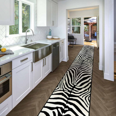 runrug Carpet Runner - Long Hallway Runner - 270cm x 60cm - Zebra, Print