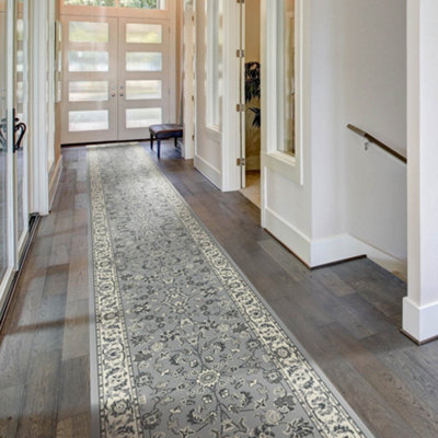 runrug Carpet Runner - Long Hallway Runner - 270cm x 70cm - Persian, Grey