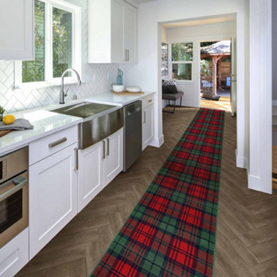 runrug Carpet Runner - Long Hallway Runner - 270cm x 70cm - Tartan, Red Green