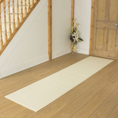 runrug Carpet Runner - Long Hallway Runner - 330cm x 70cm - Plain, Cream