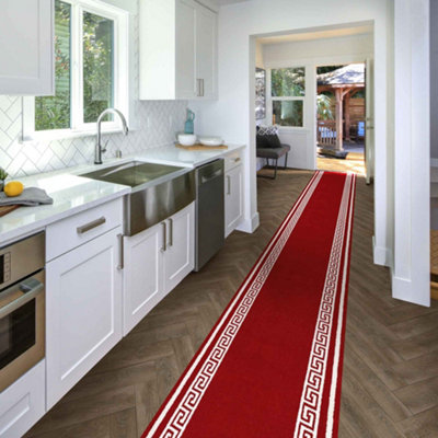 runrug Carpet Runner - Long Hallway Runner - 330cm x 80cm - Key, Red