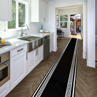 runrug Carpet Runner - Long Hallway Runner - 360cm x 70cm - Key, Black