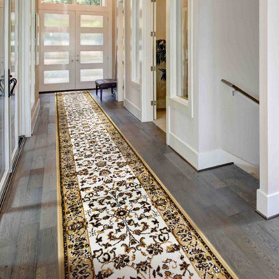 runrug Carpet Runner - Long Hallway Runner - 510cm x 60cm - Persian, Beige