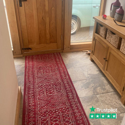 runrug Carpet Runner - Long Hallway Runner - 540cm x 70cm - Afrikans, Red