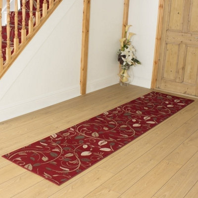 runrug Carpet Runner - Long Hallway Runner - 600cm x 60cm - Scroll, Red