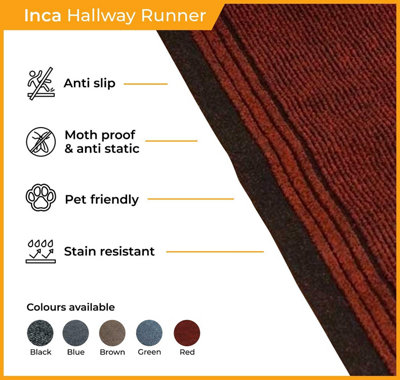 runrug Carpet Runner - Non-Slip Hallway Runner - 150cm x 66cm - Inca, Blue