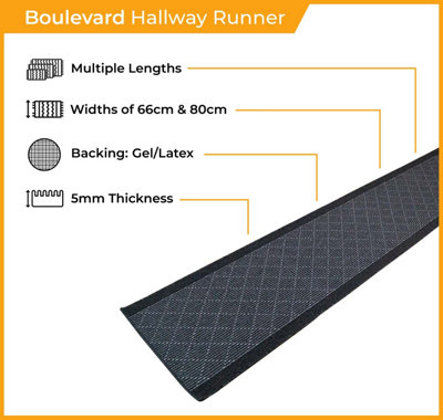 runrug Carpet Runner - Non-Slip Hallway Runner - 300cm x 66cm - Boulevard, Brown