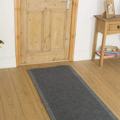 runrug Carpet Runner - Non-Slip Hallway Runner - 330cm x 66cm - Aztec, Grey