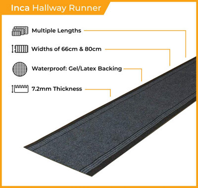 runrug Carpet Runner - Non-Slip Hallway Runner - 360cm x 66cm - Inca, Red