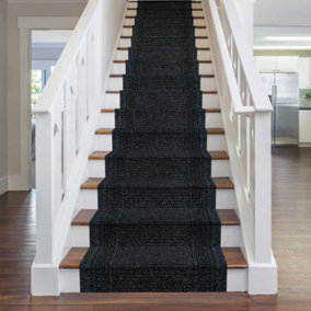 runrug Stair Carpet Runner - Non-Slip - 450cm x 66cm - Aztec, Black