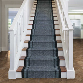 runrug Stair Carpet Runner - Non-Slip - 450cm x 66cm - Inca, Grey