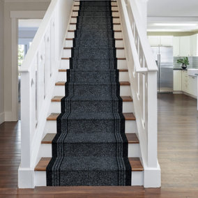 runrug Stair Carpet Runner - Non-Slip - 450cm x 80cm - Inca, Black