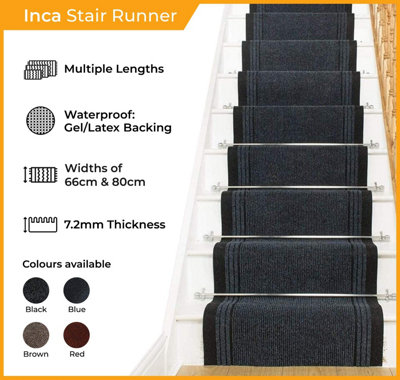 runrug Stair Carpet Runner - Non-Slip - 480cm x 66cm - Inca, Blue
