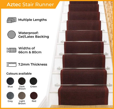 runrug Stair Carpet Runner - Non-Slip - 480cm x 80cm - Aztec, Blue