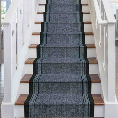 runrug Stair Carpet Runner - Non-Slip - 480cm x 80cm - Inca, Grey