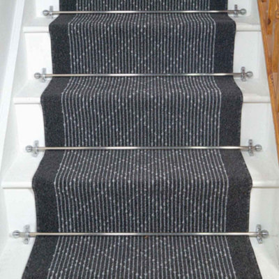 runrug Stair Carpet Runner - Non-Slip - 510cm x 66cm - Boulevard, Black
