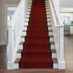 runrug Stair Carpet Runner - Non-Slip - 510cm x 66cm - Inca, Red