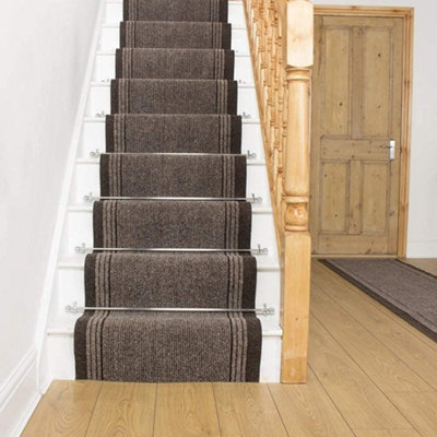 runrug Stair Carpet Runner - Non-Slip - 570cm x 66cm - Inca, Brown