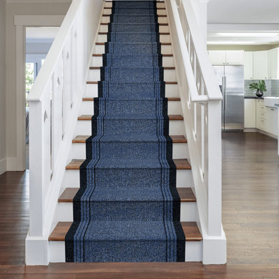 runrug Stair Carpet Runner - Non-Slip - 600cm x 80cm - Inca, Blue