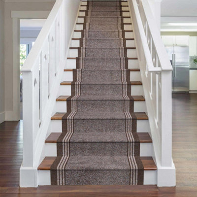 runrug Stair Carpet Runner - Non-Slip - 600cm x 80cm - Inca, Brown