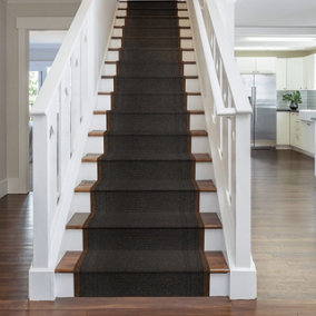 runrug Stair Carpet Runner - Non-Slip - 660cm x 80cm - Aztec, Dark Brown