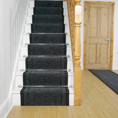 runrug Stair Carpet Runner - Non-Slip - 690cm x 80cm - Inca, Black