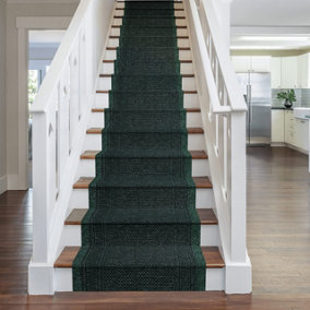 runrug Stair Carpet Runner - Non-Slip - 780cm x 66cm - Aztec, Green