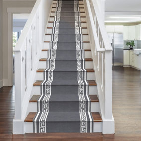 runrug Stair Carpet Runner - Stain Resistant - 450cm x 60cm - Key, Grey