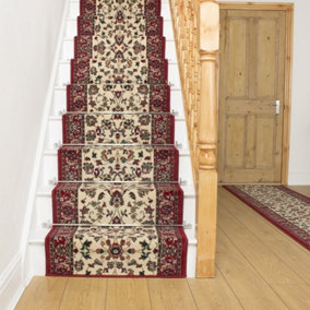 runrug Stair Carpet Runner - Stain Resistant - 450cm x 60cm - Persian, Cream