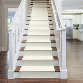 runrug Stair Carpet Runner - Stain Resistant - 450cm x 60cm - Plain, Cream
