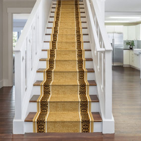 runrug Stair Carpet Runner - Stain Resistant - 450cm x 60cm - Tribal, Beige