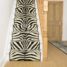 runrug Stair Carpet Runner - Stain Resistant - 450cm x 60cm - Zebra, Print