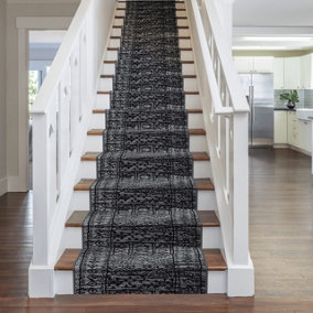 runrug Stair Carpet Runner - Stain Resistant - 450cm x 70cm - Afrikans, Grey