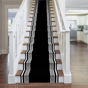 runrug Stair Carpet Runner - Stain Resistant - 450cm x 70cm - Key, Black