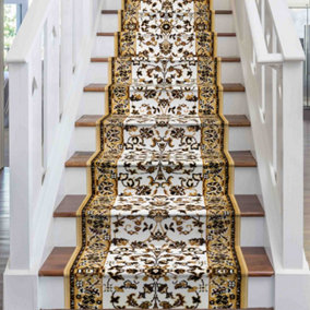 runrug Stair Carpet Runner - Stain Resistant - 450cm x 70cm - Persian, Beige
