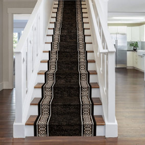 runrug Stair Carpet Runner - Stain Resistant - 450cm x 70cm - Tribal, Brown