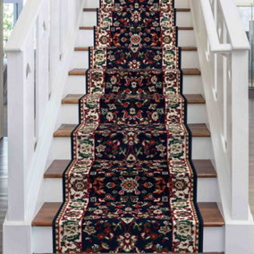runrug Stair Carpet Runner - Stain Resistant - 450cm x 80cm - Persian, Blue