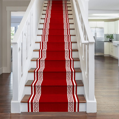 runrug Stair Carpet Runner - Stain Resistant - 480cm x 80cm - Key, Red