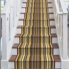 runrug Stair Carpet Runner - Stain Resistant - 510cm x 60cm - Strike, Green