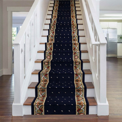 runrug Stair Carpet Runner - Stain Resistant - 510cm x 70cm - Pin, Blue