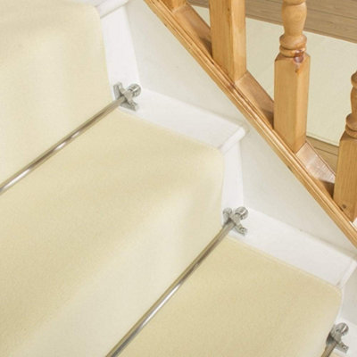 runrug Stair Carpet Runner - Stain Resistant - 510cm x 70cm - Plain, Cream