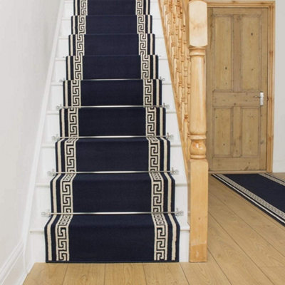 runrug Stair Carpet Runner - Stain Resistant - 510cm x 80cm - Key, Blue