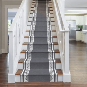 runrug Stair Carpet Runner - Stain Resistant - 540cm x 60cm - Key, Grey