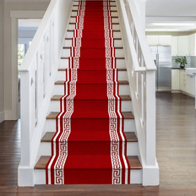runrug Stair Carpet Runner - Stain Resistant - 540cm x 60cm - Key, Red