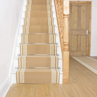 runrug Stair Carpet Runner - Stain Resistant - 570cm x 60cm - Key, Beige