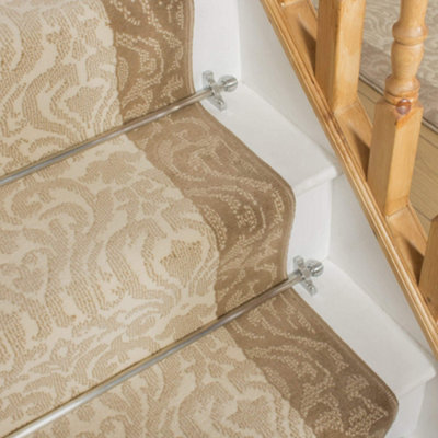 runrug Stair Carpet Runner - Stain Resistant - 570cm x 70cm - Baroque, Ivory
