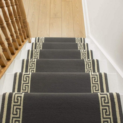 runrug Stair Carpet Runner - Stain Resistant - 630cm x 70cm - Key, Grey
